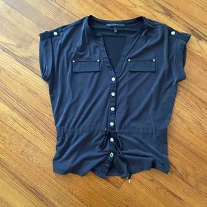 Black Snap-Button Blouse